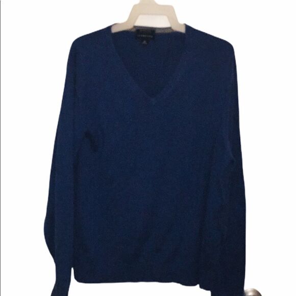 Lands End V Neck Sweater Men's Large Blue - Picture 4 of 9